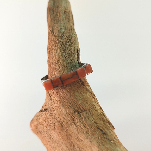 Zuni Inlay Opal and Spiny Oyster Sterling Cuff